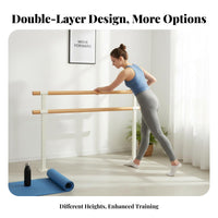 Double Dance Training Bar Stable Base Fixed Dance Practice Bar Heavy Duty Floor Mounted Dance Barre for Dancers, Beginners, School, Gym