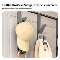 Vertical Door Hook Hanger Drill over the Door Hook Rack No Installation Required Home Storage Solution for Renters, Dorm Room, Entryway, Washroom