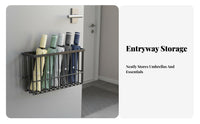 Storage Basket Drill Installation Door Holder Space Saving Metal Wire Storage Shelf for Renters, Adults, Office, Kitchen, Pantry