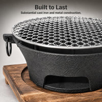 German Cast Iron Charcoal Grill for Indoor/Outdoor Use - Teapot Warmer & BBQ Fire Pit