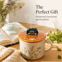 2024 New Ceramic Mug Lid with Cute Design, Universal Dustproof Round Cup Cover for Home Use