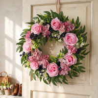 Rose and Peony Wreath Spring Wreath with Pink Roses Summer Lush for Entryway, Wall Decor
