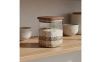 Chemical-Free-Safe Borosilicate Glass Jar Easy to Clean Square Glass Canister Space-Saving Square Pantry Jar Modern Design for Cafe