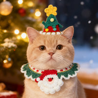 圣诞节猫咪狗狗手工编织围脖可爱口水巾节日装扮帽子服饰宠物围兜