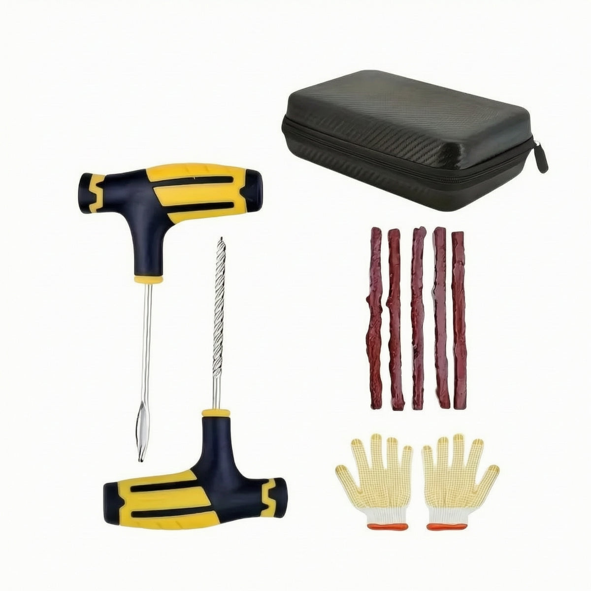 Emergency Tubeless Tire Repair Kit Portable Tire Plug Kit with T-Handle Tools Universal Handheld for Drivers