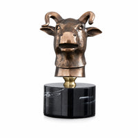 Animal Bust Bronze-Toned Tabletop Sculpture Realistic Tabletop Decoration for Home Stylists, Bookshelf
