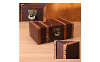 Wooden Keepsake Box with Hinged Lid Rustic Wooden Box with Hinged Lid Antique-Themed Storage Chest for Vanity, Desk, Shelf