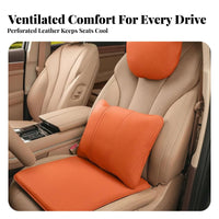 Non-Slip Vehicle Seat Mat Year-Round Perforated Seat Pad Universal Fit Automotive Accessory for Passengers, Office Workers, Car, Long Drives, Home