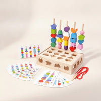 Child-Centered Shape Matching Board with Cards Stacking Wooden Sorting Board Educational Shape Sorter Sensory for Toddlers