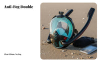 Anti-Fog Double Tube Snorkel Mask Adjustable Straps Full Face Dry Snorkel Mask Liquid Silicone Seal for Adults, Beginners, Ocean, Sea, Beach