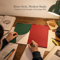 Flip-Top Detachable Grid/Lined/Blank Notebook Set for Students, 120 Pages, Vintage Colors