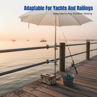 Rust-Resistant Boat Rail Parasol Mount SturdyDuty Clamp-on Umbrella Holder Easy Installation Fishing Accessory Adjustable for Fishermen, Anglers, Homeowners, Yacht, GuardFence, Balcony