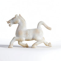 Horse Sculpture with Base Distressed Statue with Resin Finish Vintage for Office