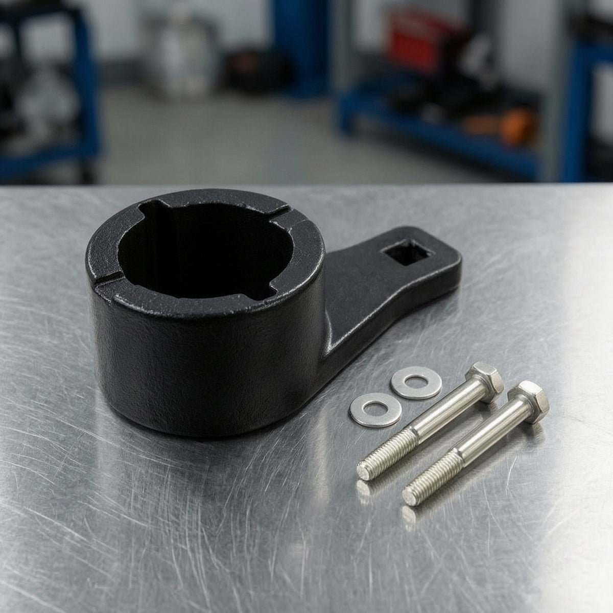 Harmonic Damper Pulley Holding Tool Black Iron Main Shaft Damper Pulley Holding Tool Heavy-Duty Main Shaft Holder with Fasteners for Mechanics