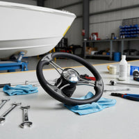 Stainless Steel Marine Steering Wheel Three-Spoke Spoke Yacht Wheel Rust-Resistant for Pontoon