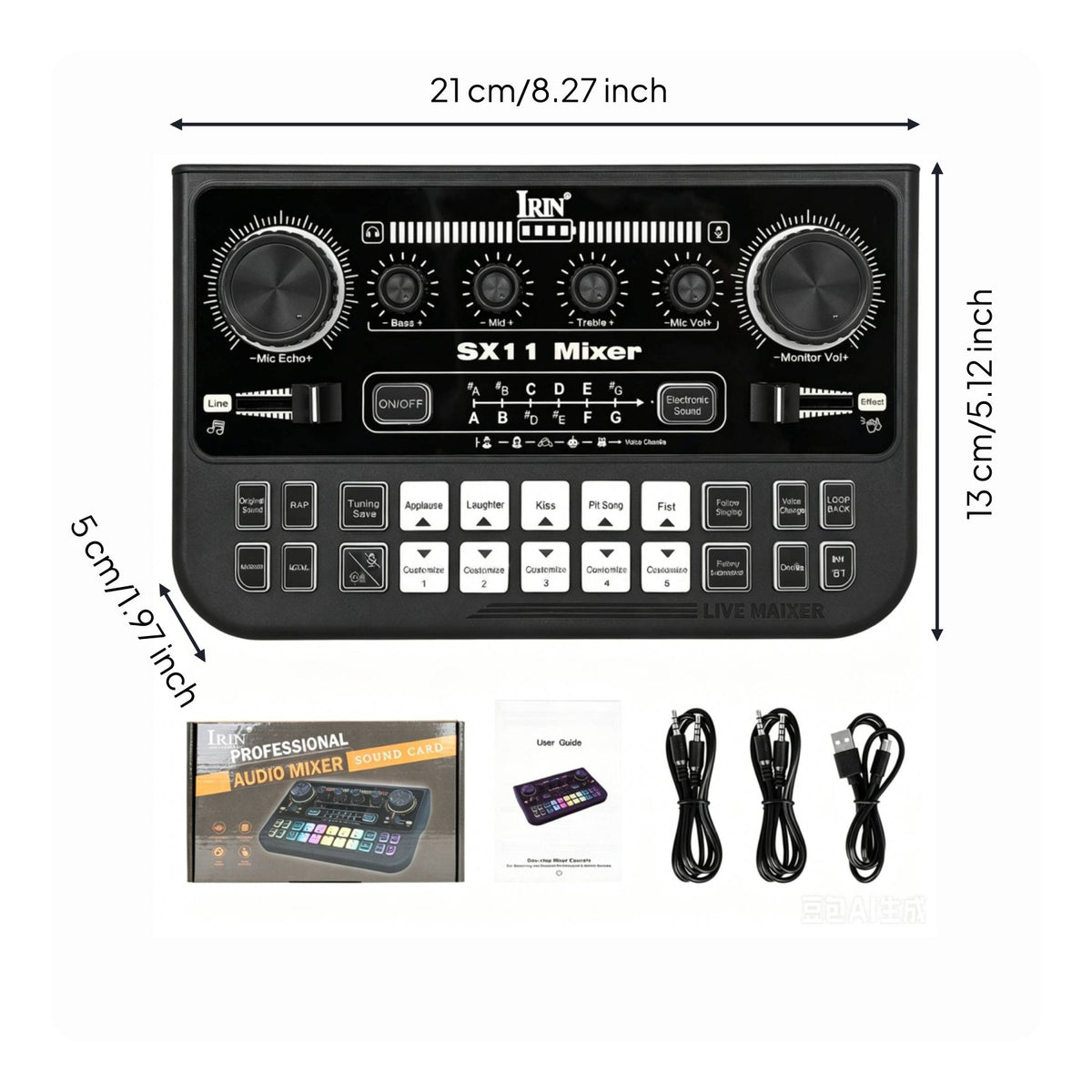 Reverb Effects Live Stream Sound Card RGB Lights Voice Changer Mixer LED Screen for Streamers, Podcasters, Gaming