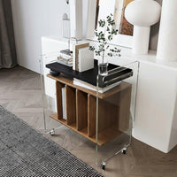 Light Luxury stylish 2-Tier Clear Rolling Stand Transparent Look Mobile Furniture transparent Design Storage trolley Space-Saving for Apartment Dwellers, Office Workers, Living Room, Bedroom, Dining Area, Bathroom