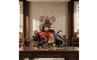 Zhao Gongming Statue Multicolor Zhao Gongming Sculpture Heavy Wealth God Statue for Altar, Office