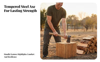 Hardened Blade Splitting Axe Hardwood Handle Firewood Axe Blade Outdoor Tool Long-Lasting Construction for Woodworkers, Homeowners, Gardeners