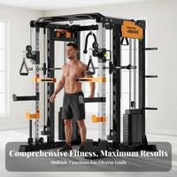 Guided Machine Workout Rack Combo Heavy-Duty Steel Frame Squat and Bench Press Rack Smooth Pulley System Multi-Functional Guided Machine