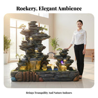 Relaxing Ambiance Feng Shui Floor Fountain Tranquil Atmosphere Large Rockery Water Fountain Mister & Humidifier Artificial Mountain Water Feature Artisan-Made for Interior Designers, Business Owners, Courtyard, Entryway, Garden, Office