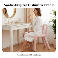 Unique Shape Upholstered Tube Chair Modern Aesthetic Vanity Stool Wavy Backrest Home Furniture Soft & Comfortable for Young Adults, Homeowners, Apartment Dwellers, Bedroom, Makeup Room, Dressing Area, Entryway