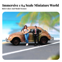 1/64 Scale Figure Hand-Painted People Figure Realistic Details Suit Man and Casual Woman Figures for Adults, Photography Props