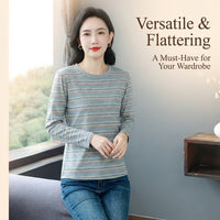 Womens Tops Long Sleeve Striped Shirts for UK, Soft Blend Pullover for Everyday Wear, Loose Fit Casual in Extended Sizes