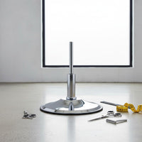 Salon Chair Round Base Polished Chrome Finish Barber Chair Base Anti-Slip Rubber Gasket Furniture Part for Beauty Parlor