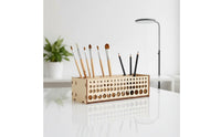 67 Holes Paint Brush Rack Detachable Wooden Brush Stand DIY Paintbrush Stand Natural Wood Finish for Painting Workshop