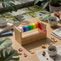 Wooden Desktop Tape Dispenser Sturdy Office Supply Cute Design