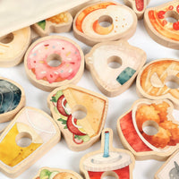 Food Threading Beads Hand-Eye Coordination Wooden Threading Beads Set Wooden Stringing Toy Toddler Lacing Toy with Cord Safe