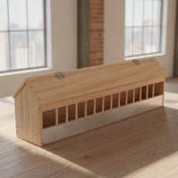 Natural Wood Pigeon Feeder with Dividers Sturdy Wooden Feeding Trough Long-Lasting Pigeon Feeder Outdoor for Lofts, Coops, Farms