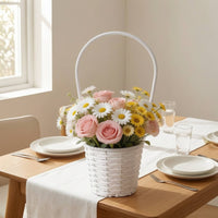 Imitation Rattan Flower Basket Woven Basket with Handle Elegant Lightweight for Weddings