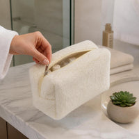 Plush Cosmetic Bag Portable Travel Toiletry Organizer Large Capacity Makeup Pouch