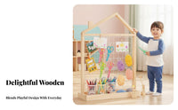 Rolling House-Shaped Clothes Rack Mobile with casters kids' Clothes Rack Portable Sturdy Construction for Toddlers, Small Spaces