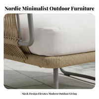 4 Pieces 4-Piece Woven Furniture collection Nordic Design Loveseat and 2-Chair Seating Group Weather-Resistant Outdoor Furnishing for Balcony, Courtyard
