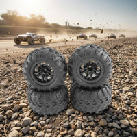 4 Pieces Rough-Terrain Tire Pattern Rubber RC Tires with Rims Abrasion Resistant Remote Control Car Accessory for Outdoor