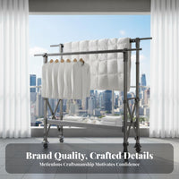 Floor Standing Clothes Rack Extensible Rods Freestanding Clothes Rack Rust-Resistant for Apartment Dwellers, Balcony, Indoor