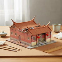 Souvenir Gift Swallowtail Roof Building Model Includes LED Lights Chinese Traditional House Model STEM Toy for Hobbyists, Teens