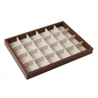 Beige Lined Walnut Jewelry Tray Slim Divided Jewelry Tray Raised Rim Household Storage Rectangular