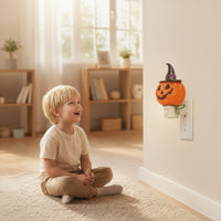 Compact Pumpkin Night Light Ambient Night Light with Witch Hat Warm Jack-O'-Lantern Lamp Colorful for Entryway