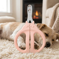 Nail Clippers for Professional Dog Grooming, Stainless Steel Nail Clippers for Small Animals, Non-Slip Pet Grooming Set, 2-Pack in Pink