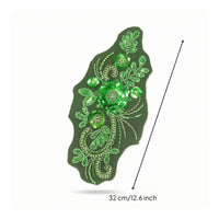 Embroidered Applique Floral Beaded Applique Mesh Ornament with Beads Decorative Trim 3D for Dressmakers, Necklines