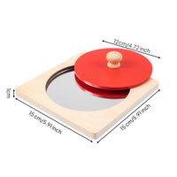 Educational Wooden Puzzle with Mirror Sensorial Circle Puzzle with Mirror Fine Motor Grasping Toy with Knob Learning for Playroom