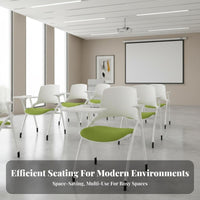 Foldable Rolling Chair with Writing Tablet Space Saving Ergonomic Mesh Back Chair Padded Seat Conference Seating Easy to Clean for Meeting Participants, Event Attendees, Distant Employees, Training Room, Classroom, Lecture Hall, Study Area