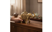 Elephant Incense Holder Brass Incense Burner with Lid Ornament for Collectors, Entryway