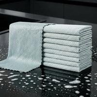 5 Pack Fish-Scale Microfibre Cloth, 30x40cm Glass Cloth for Panes and Mirrors, Reusable Polishing Rag for Kitchen and Glass