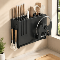 Kitchen Storage Rack, Magnetic Type, Kitchen Tool Storage, Slide-Type, Seasoning Rack, Black