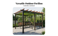 Anti Wood Pavilion Courtyard Canopy Waterproof Patio Pavilion for Villa Owners, Homeowners, Balcony, Rooftop, Backyard